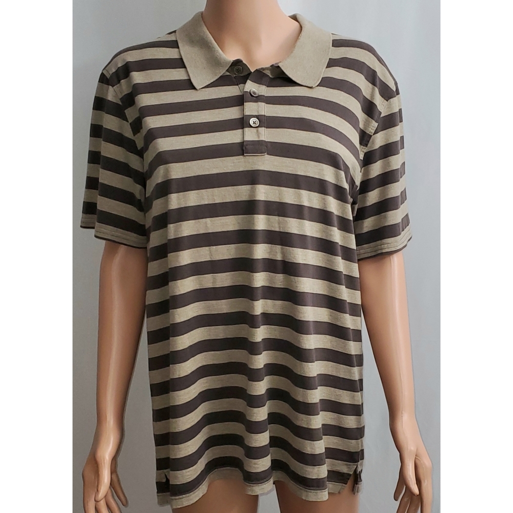 Calvin Klein Brown Striped Polo shirt.